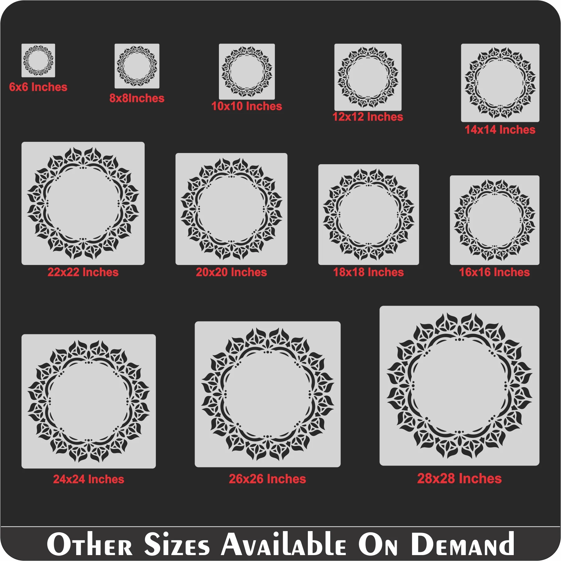Motif Mandala Round Border Mandala Reusable Stencil For Canvas And Wall Painting.ID#256 - Image 8