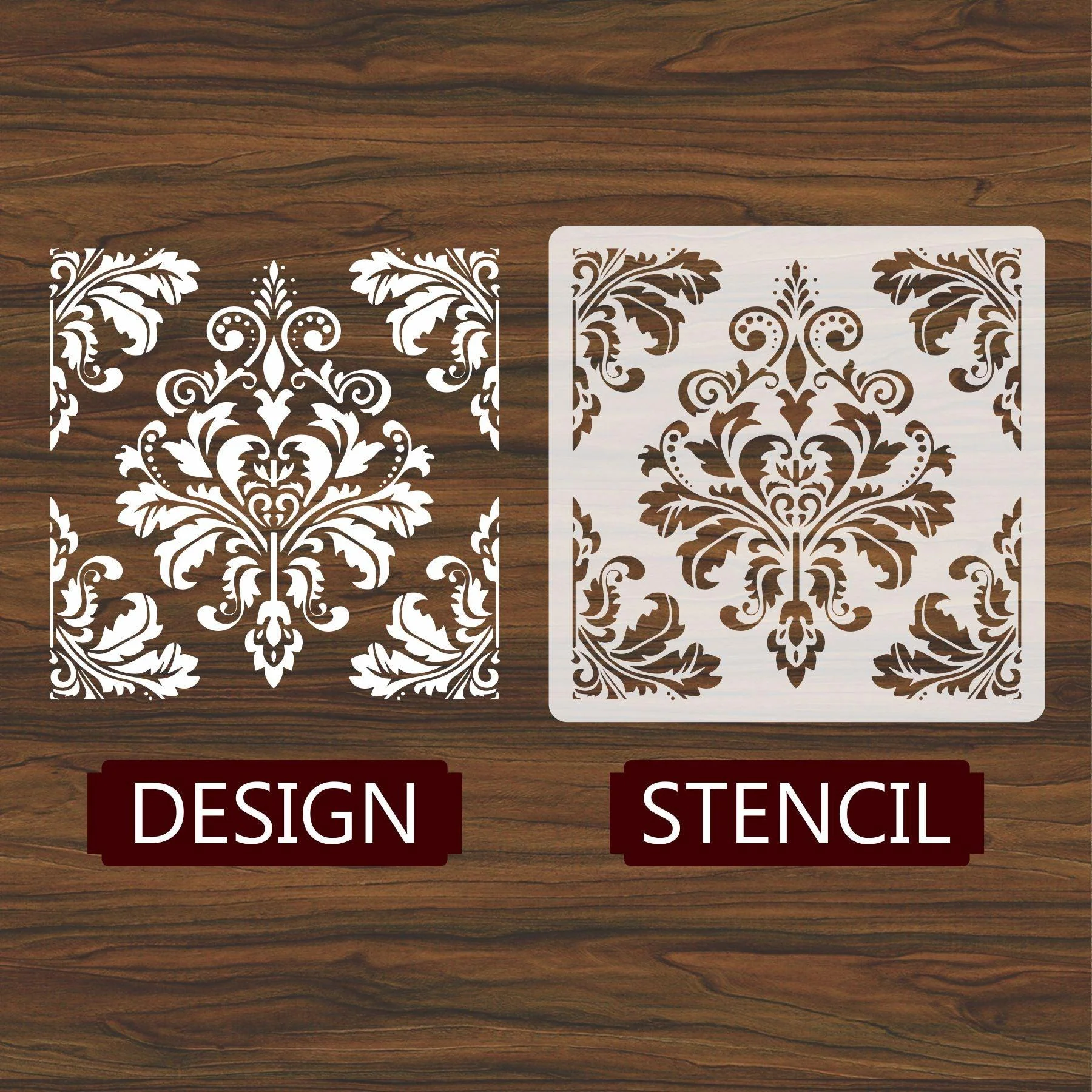 Motif Reusable Stencil Sheetsfor Canvas and wall painting.ID#76 - Image 2