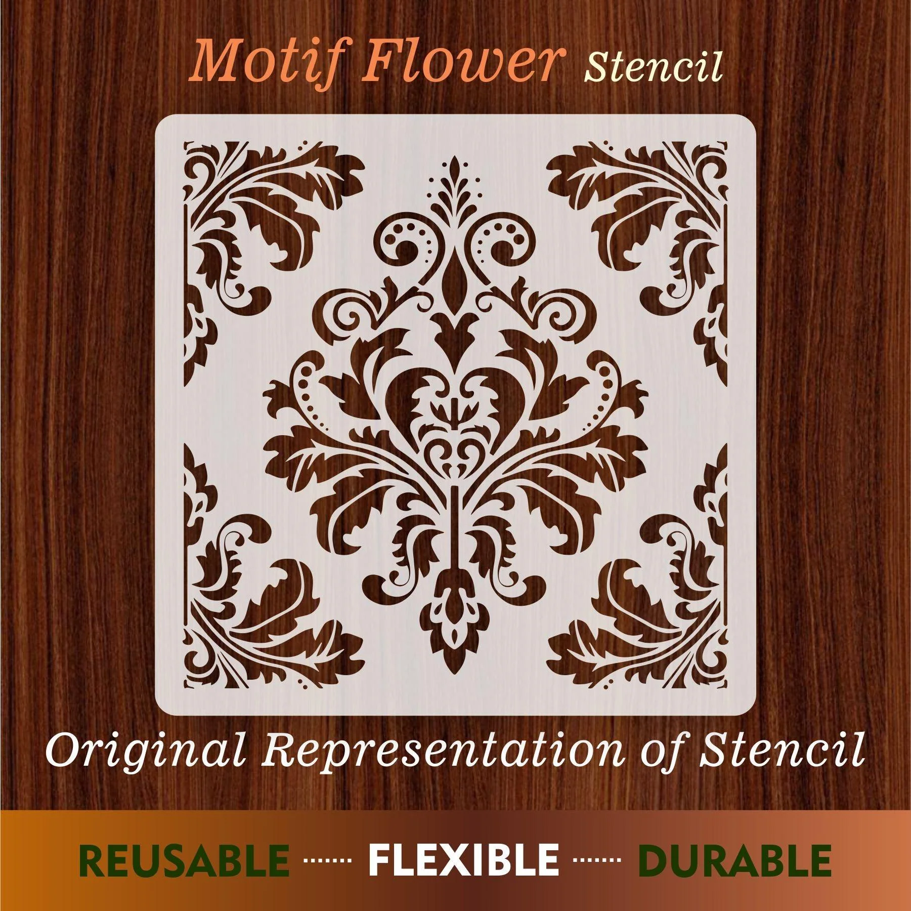 Motif Reusable Stencil Sheetsfor Canvas and wall painting.ID#76 - Image 3