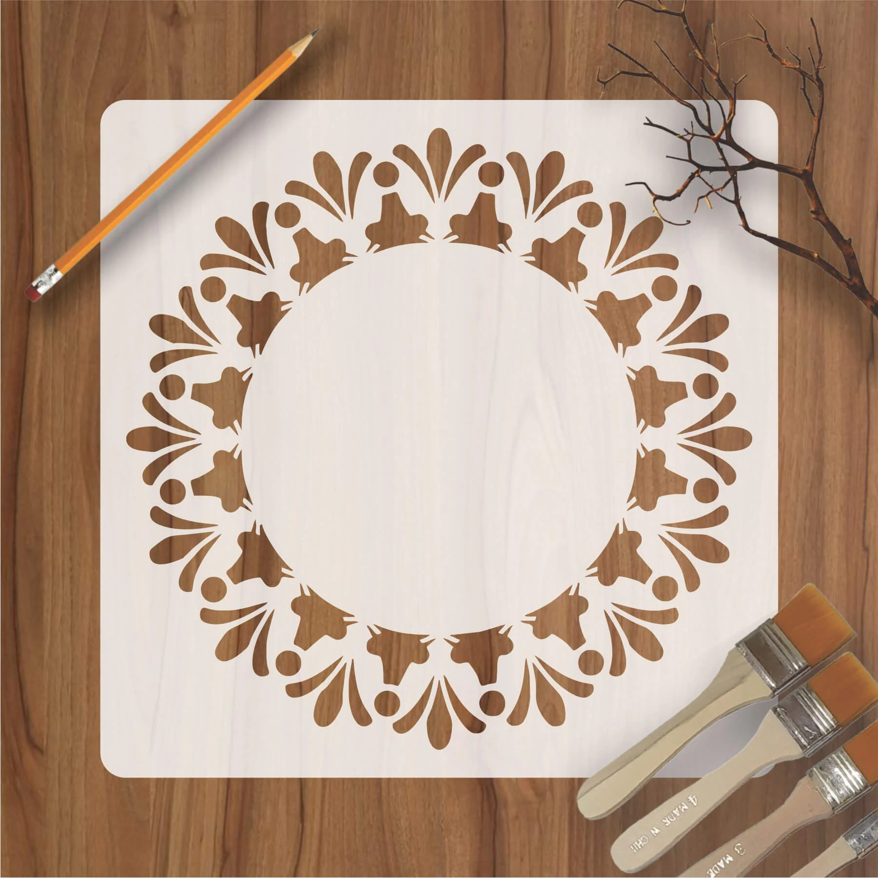 Motif Round Border Reusable Stencil For Canvas And Wall Painting.ID#259