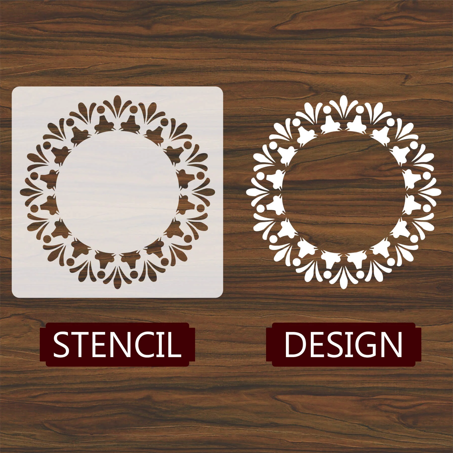 Motif Round Border Reusable Stencil For Canvas And Wall Painting.ID#259 - Image 3