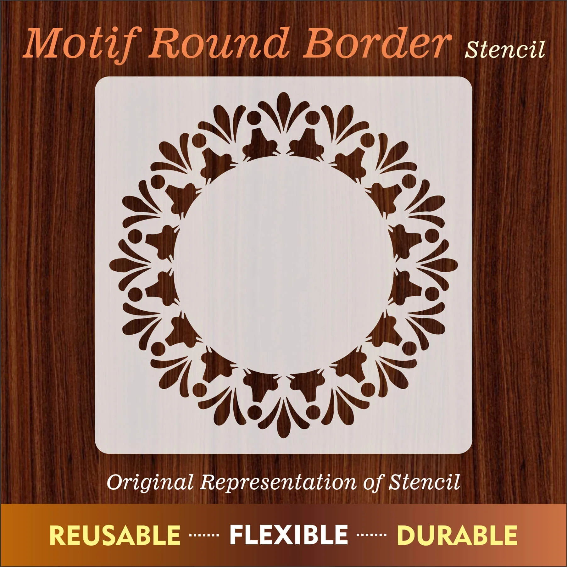 Motif Round Border Reusable Stencil For Canvas And Wall Painting.ID#259 - Image 7