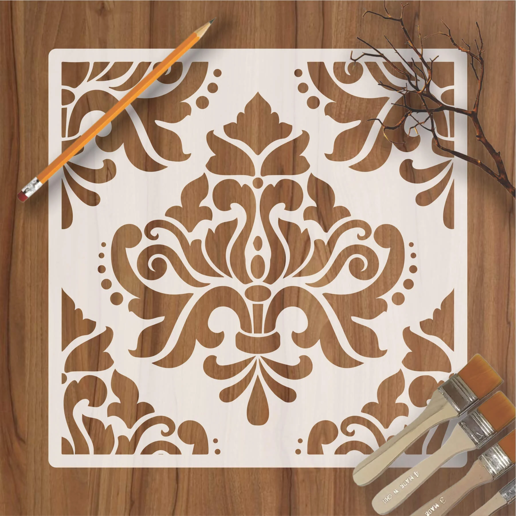 Motif Floral Pattern Reusable Stencil For Canvas And Wall Painting.ID#232