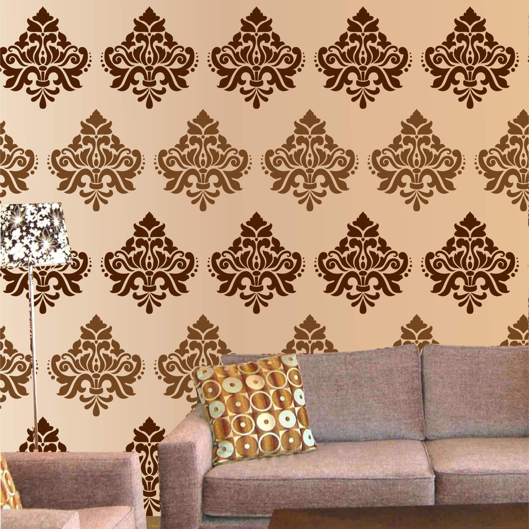 Motif Floral Pattern Reusable Stencil For Canvas And Wall Painting.ID#232 - Image 4