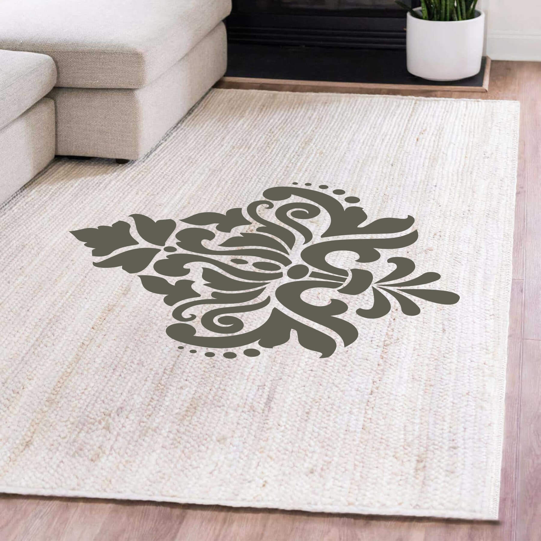 Motif Floral Pattern Reusable Stencil For Canvas And Wall Painting.ID#232 - Image 6