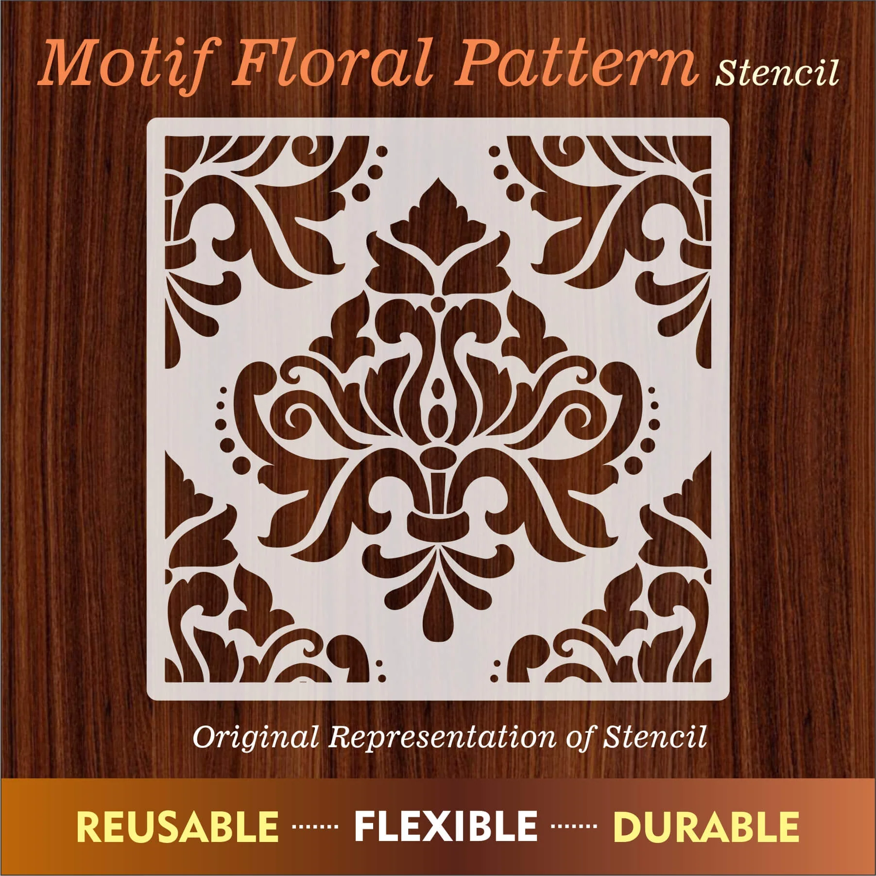 Motif Floral Pattern Reusable Stencil For Canvas And Wall Painting.ID#232 - Image 7