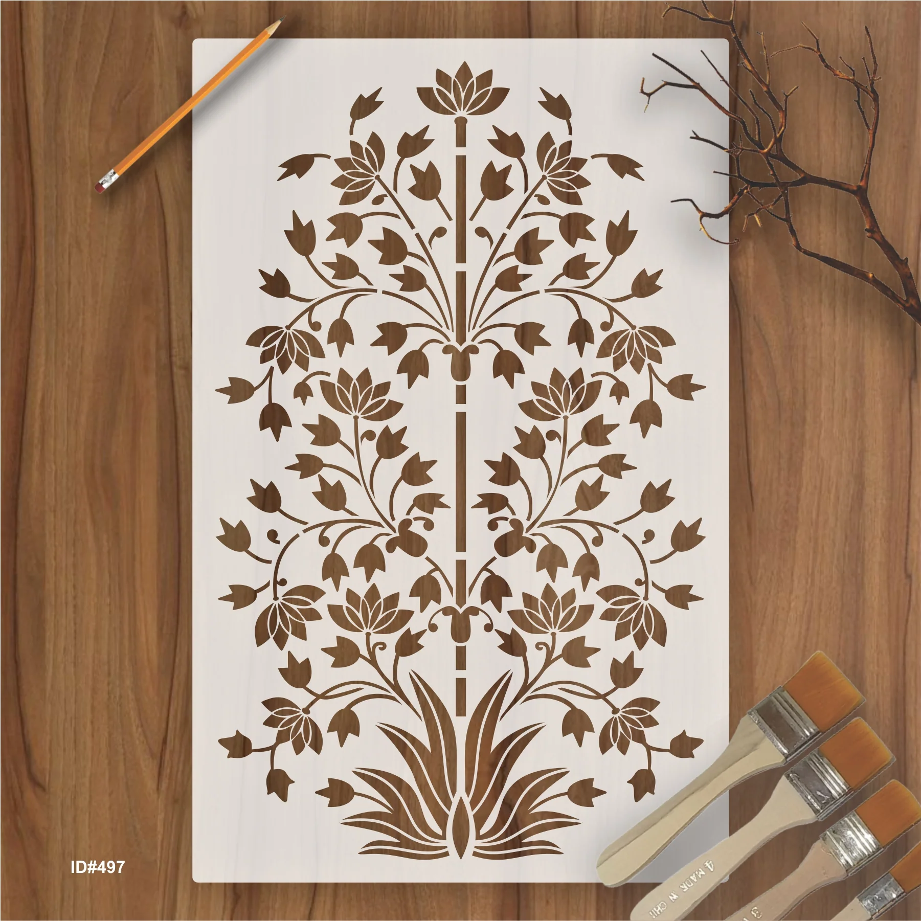 Mughal art Stencil Wall Painting Scrapbook Coloring Embossing Album Decor Template. ID #497 - Image 2