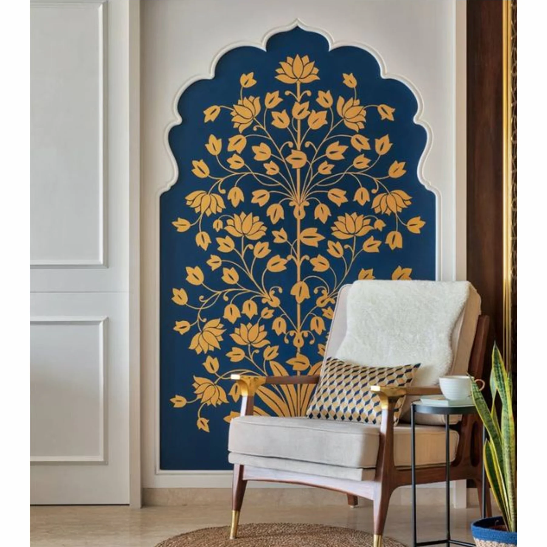 Mughal art Stencil Wall Painting Scrapbook Coloring Embossing Album Decor Template. ID #497 - Image 6
