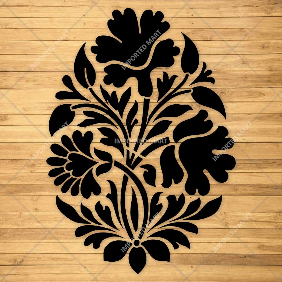 Mughal Floral Pattern Stencil for Wall, Furniture & Floor Art – Traditional Indian Botanical Design – ID# 789 - Image 3