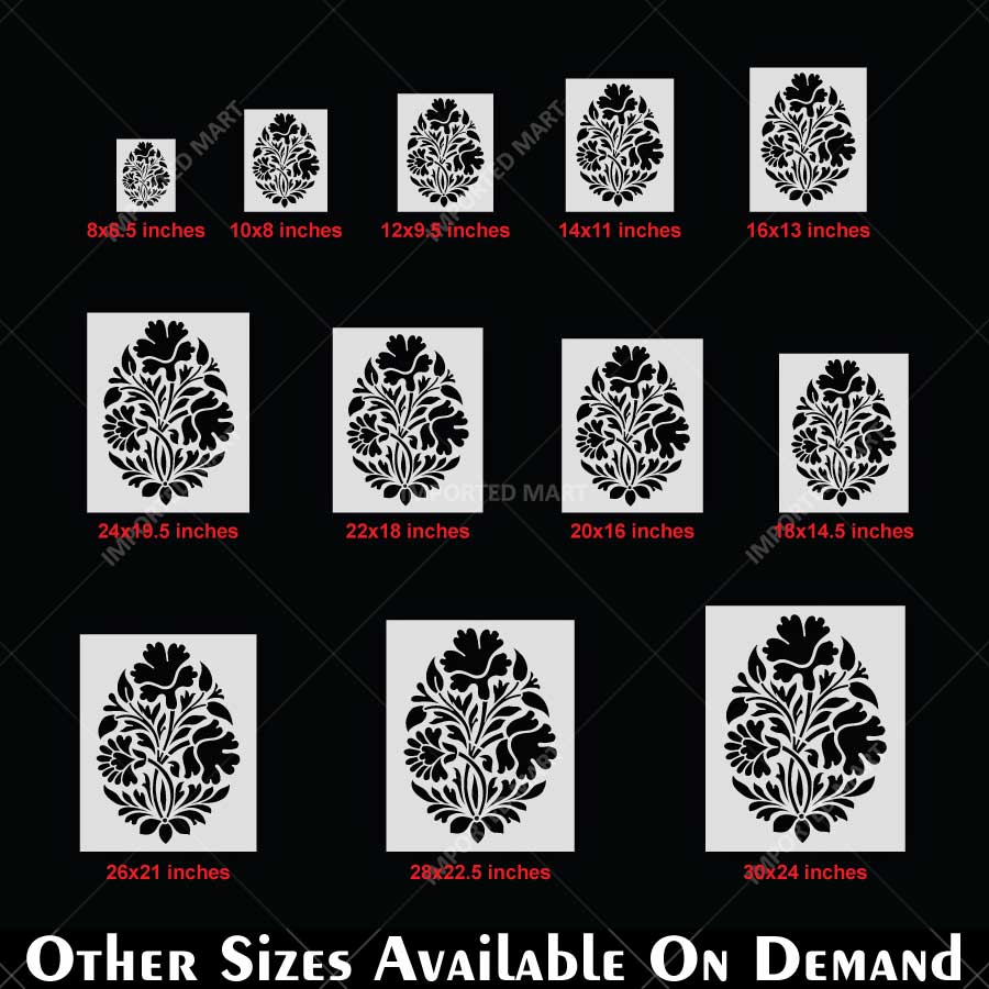 Mughal Floral Pattern Stencil for Wall, Furniture & Floor Art – Traditional Indian Botanical Design – ID# 789 - Image 5