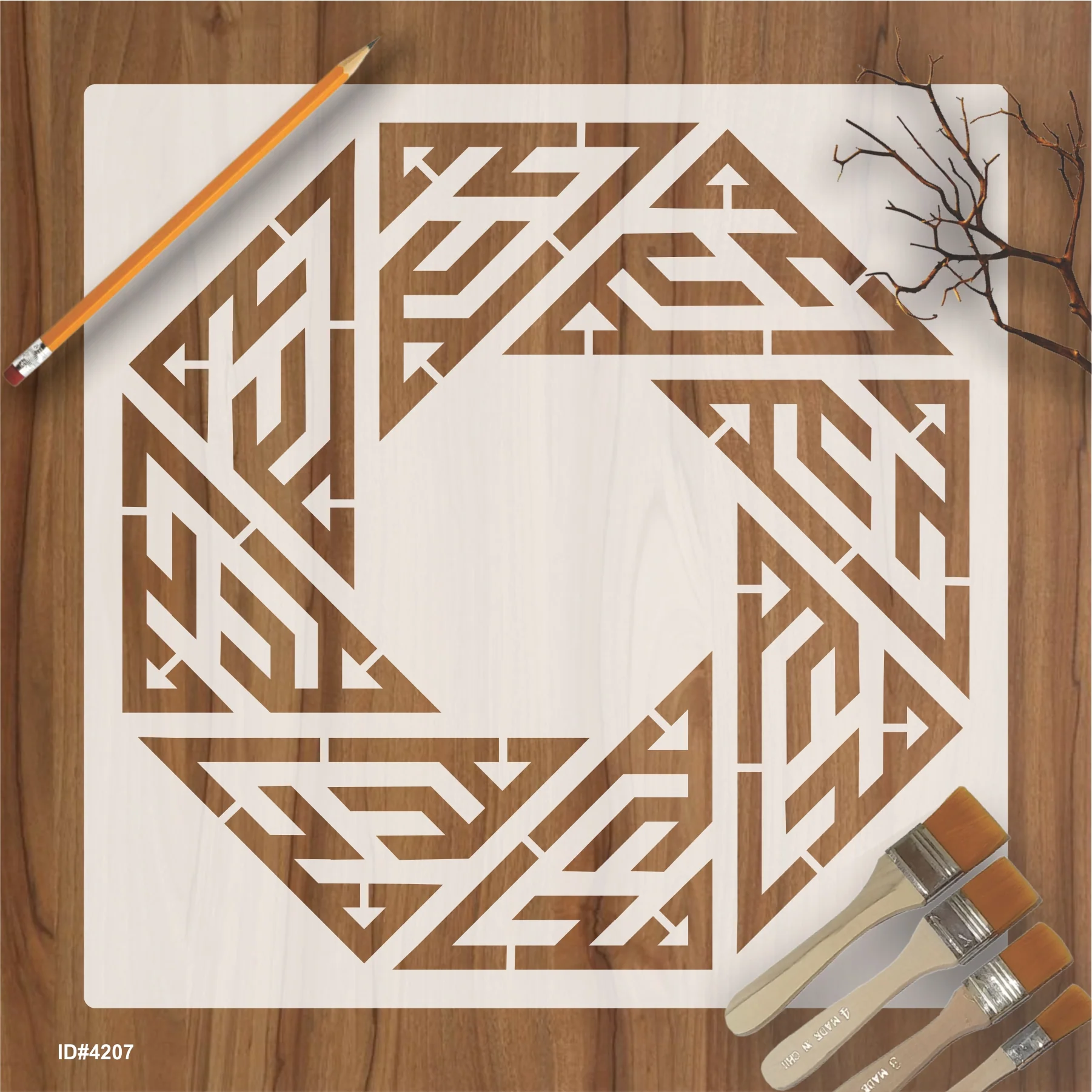 Muhammad Name Round In kufic Calligraphy Islamic Reusable Stencil for Canvas and wall painting.ID# 4207