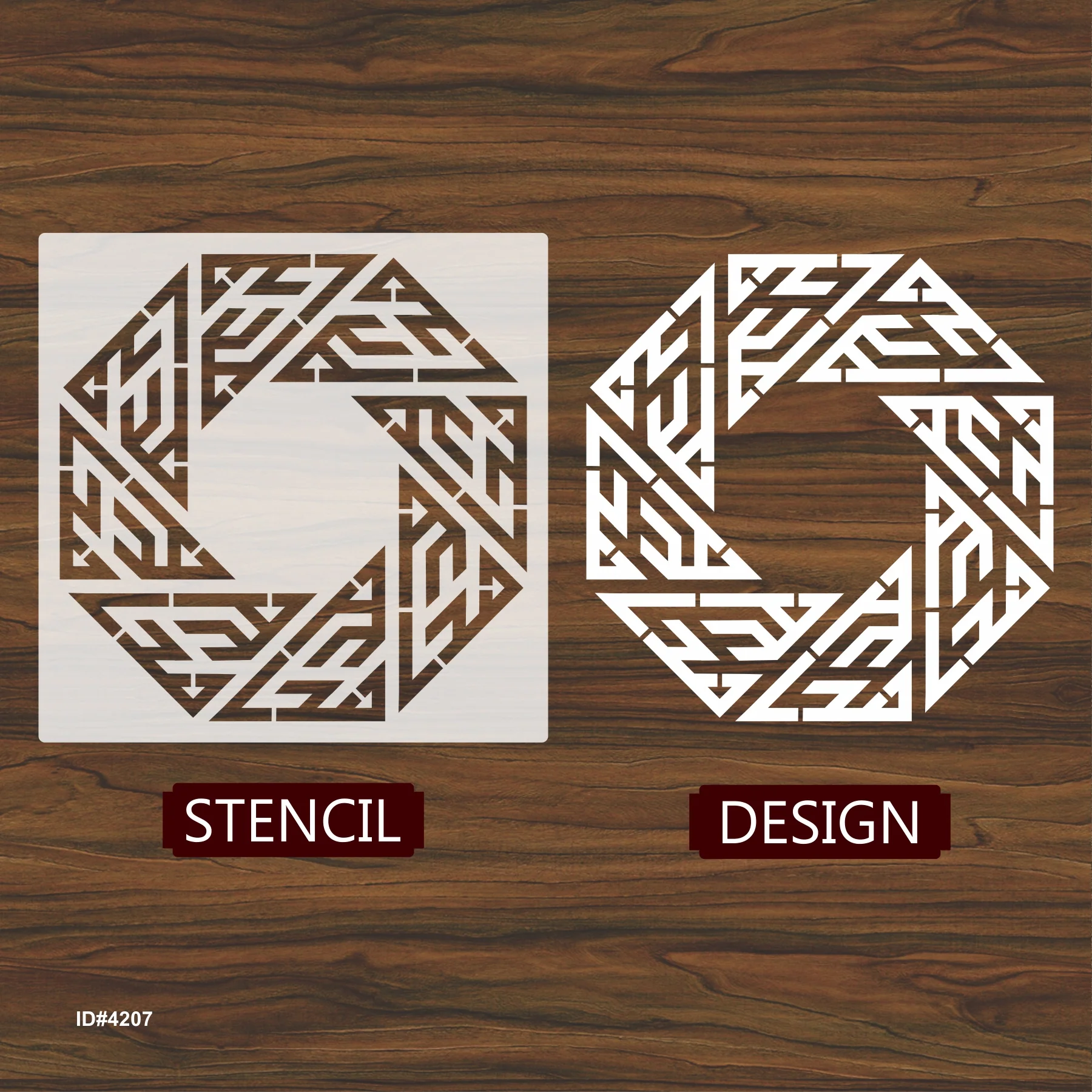 Muhammad Name Round In kufic Calligraphy Islamic Reusable Stencil for Canvas and wall painting.ID# 4207 - Image 3