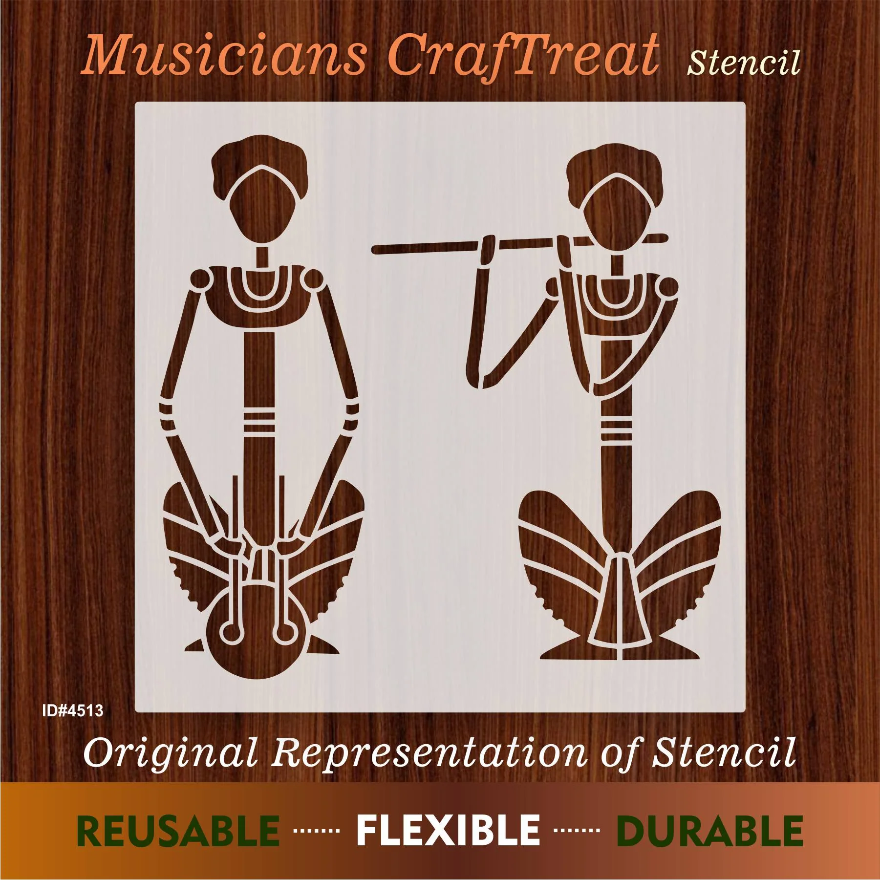 Musicians Craftreat Reusable Stencil for Painting on Canvas, Wall, Wood. ID #4513 - Image 6