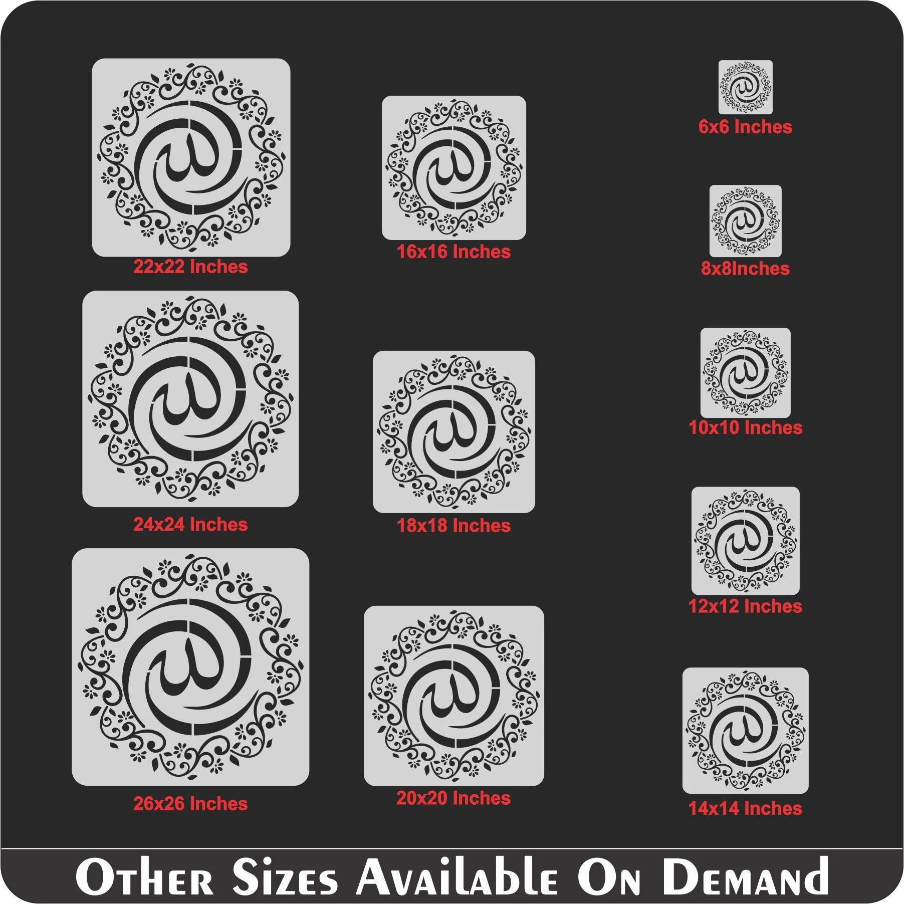 Name Of allah Calligraphy Islamic Reusable Stencil For Canvas And Wall Painting.ID#89 - Image 6