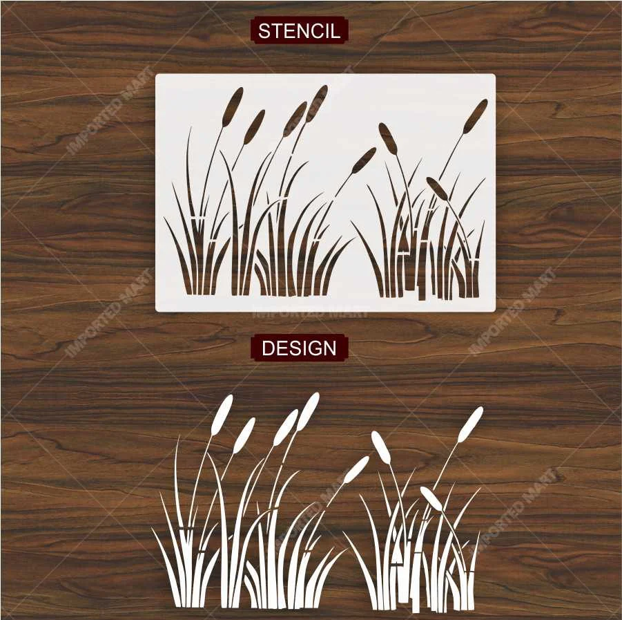 Natural Grass Silhouette Stencil for Wall, Floor & Craft Décor – Minimal Botanical Border – ID# 650 - Image 4