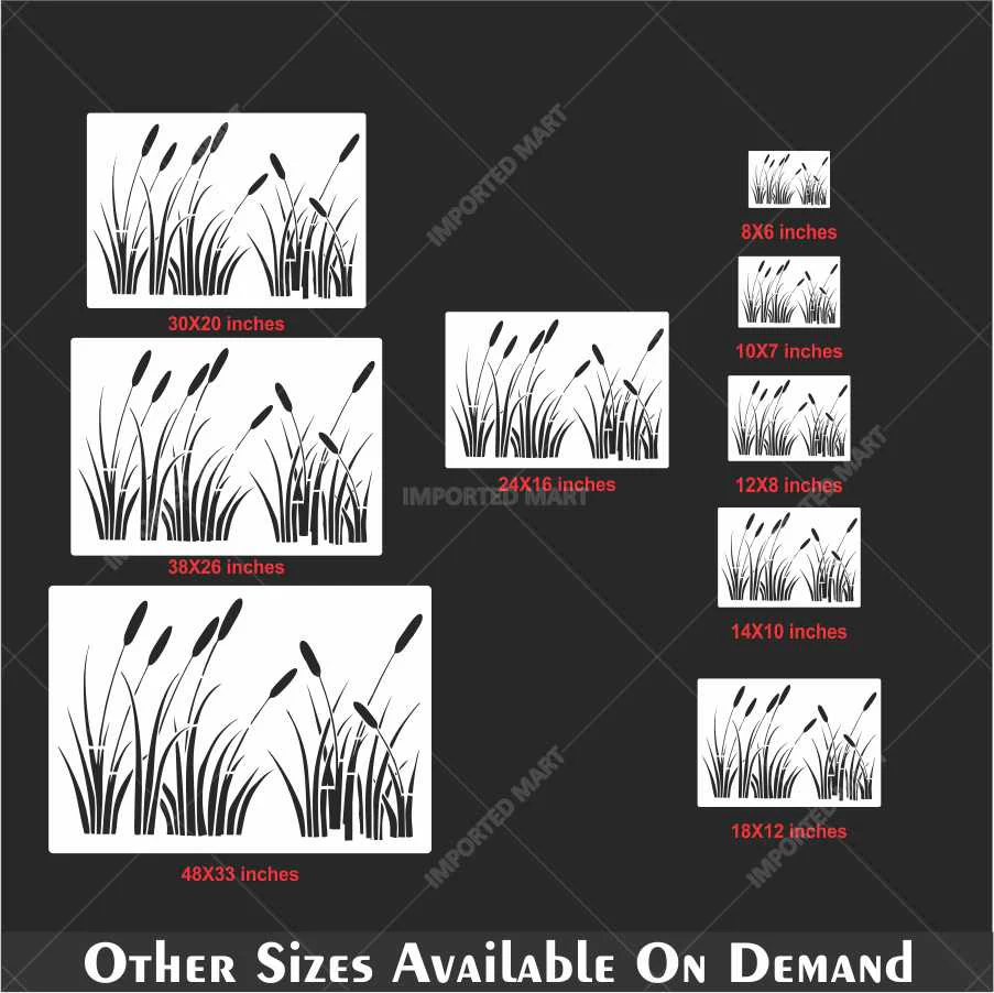 Natural Grass Silhouette Stencil for Wall, Floor & Craft Décor – Minimal Botanical Border – ID# 650 - Image 5
