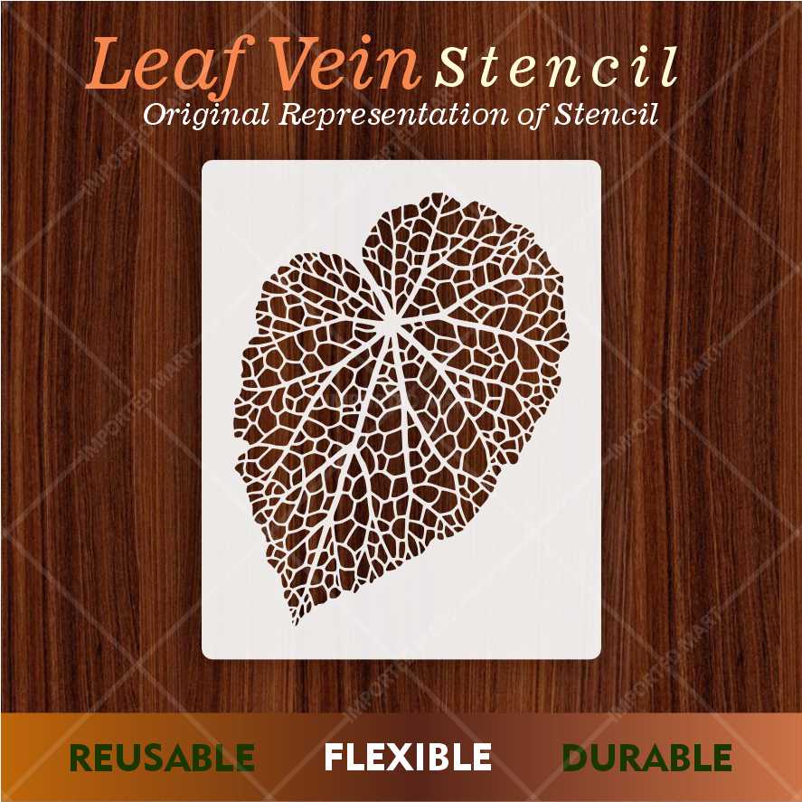 Netted Leaf Stencil for Wall, Wood & Fabric Art – Mesh Botanical Design – ID# 645