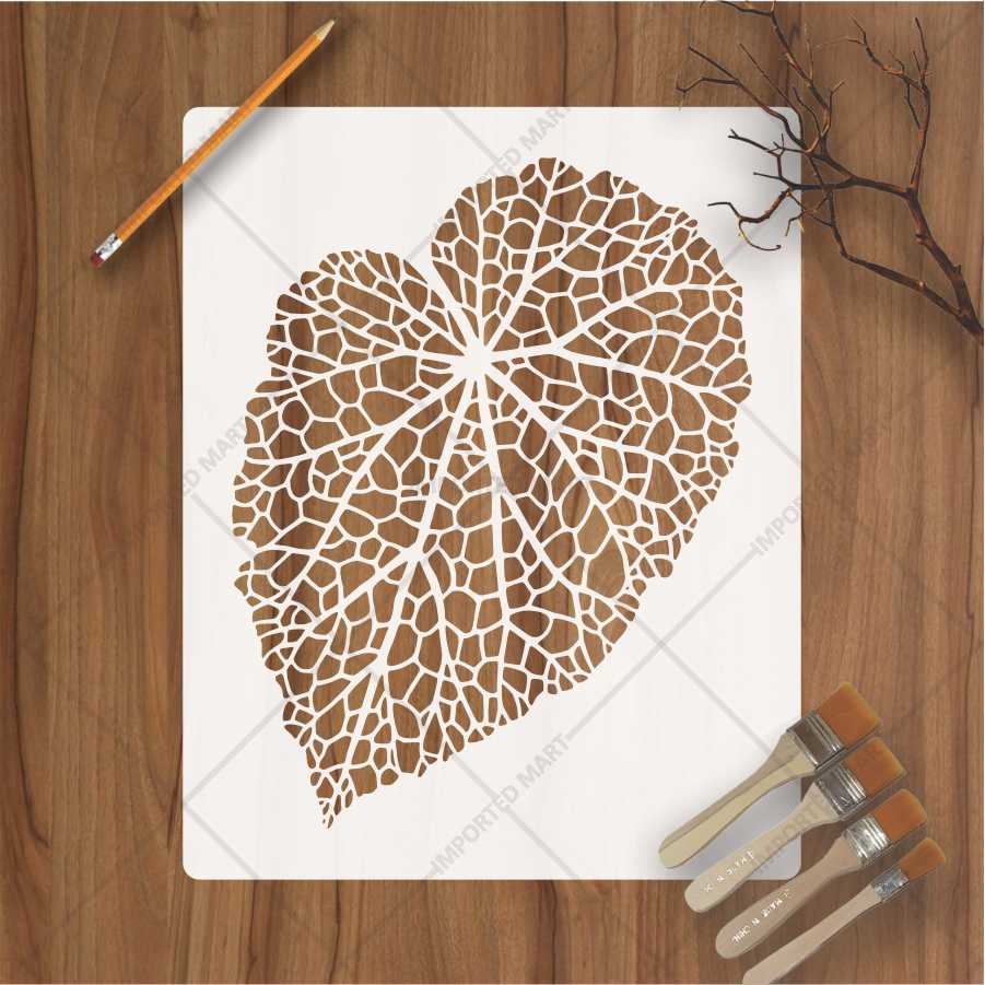 Netted Leaf Stencil for Wall, Wood & Fabric Art – Mesh Botanical Design – ID# 645 - Image 2