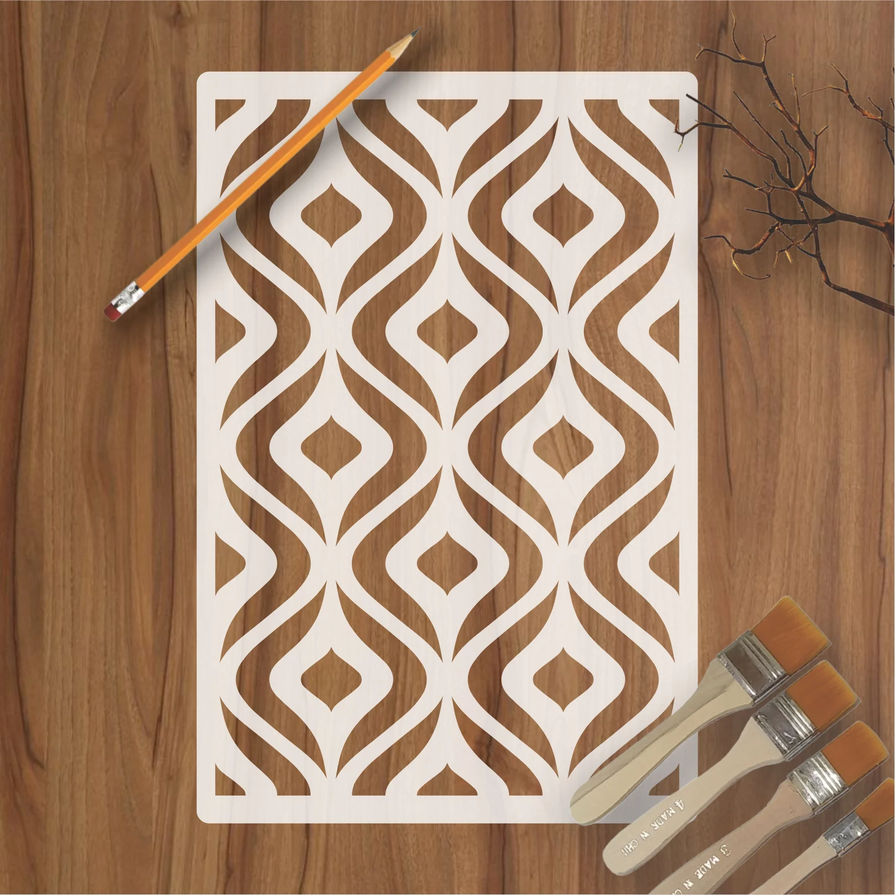 Ogee Bragello Wallpaper Pattern Reusable Stencil For Canvas And Wall Painting.ID#212I