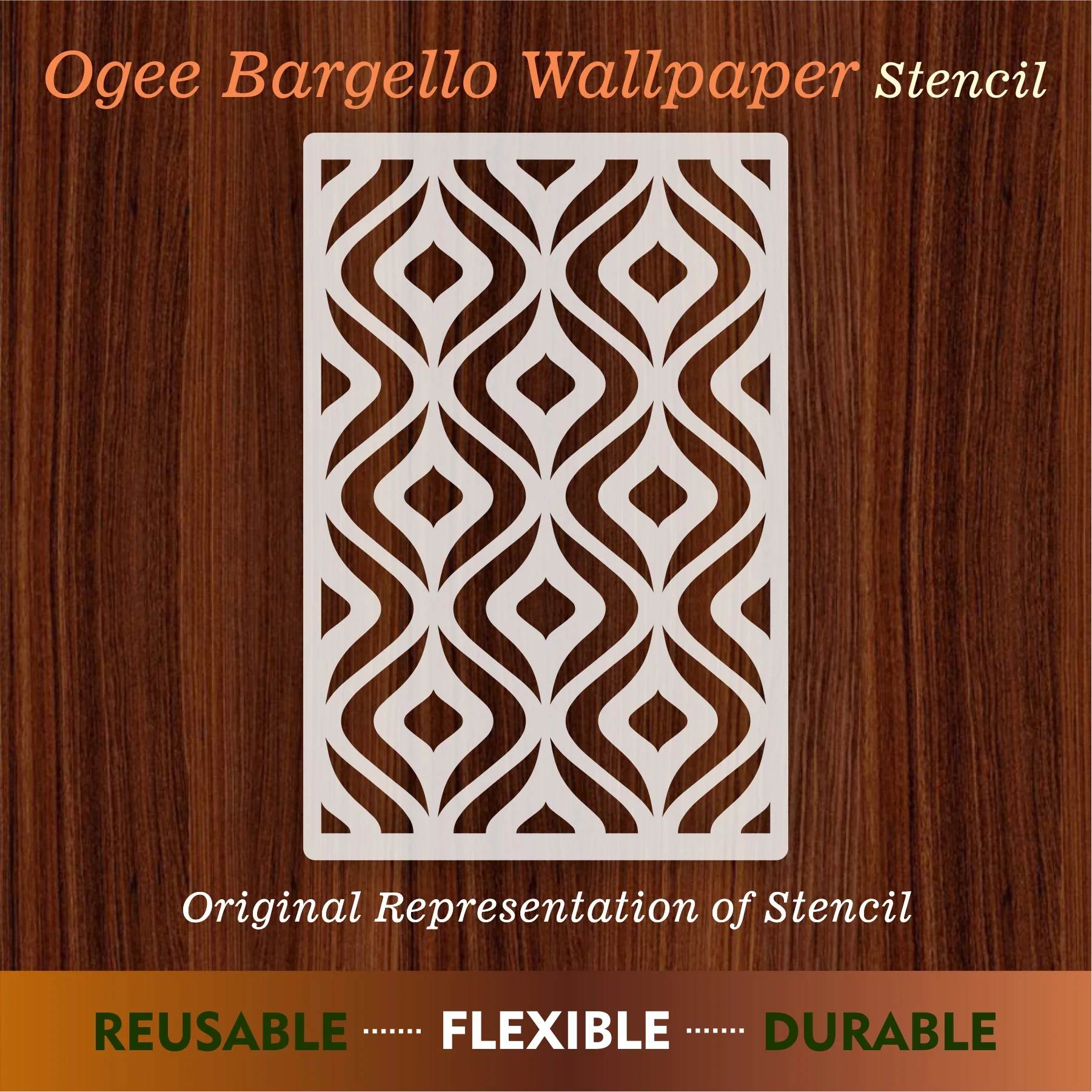 Ogee Bragello Wallpaper Pattern Reusable Stencil For Canvas And Wall Painting.ID#212I - Image 5
