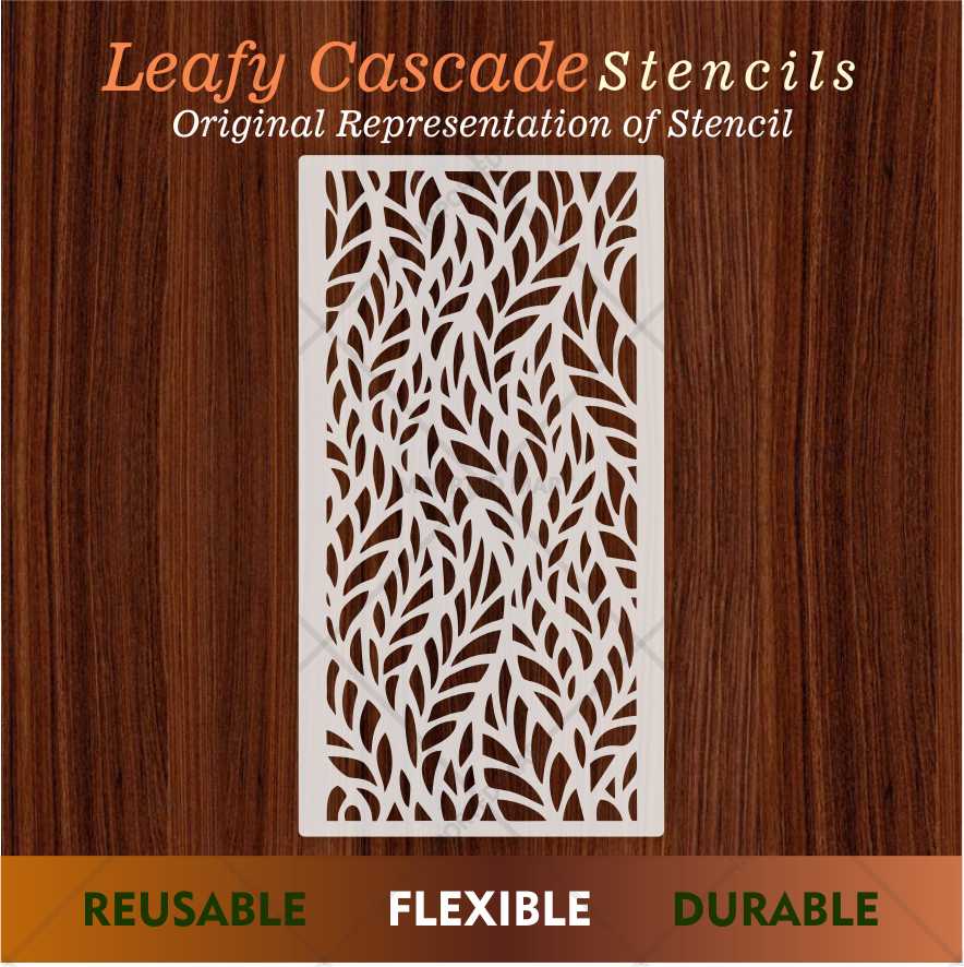 Organic Leaf Flow Stencil for Wall, Wood & Fabric Art – Nature-Inspired Pattern – ID# 660