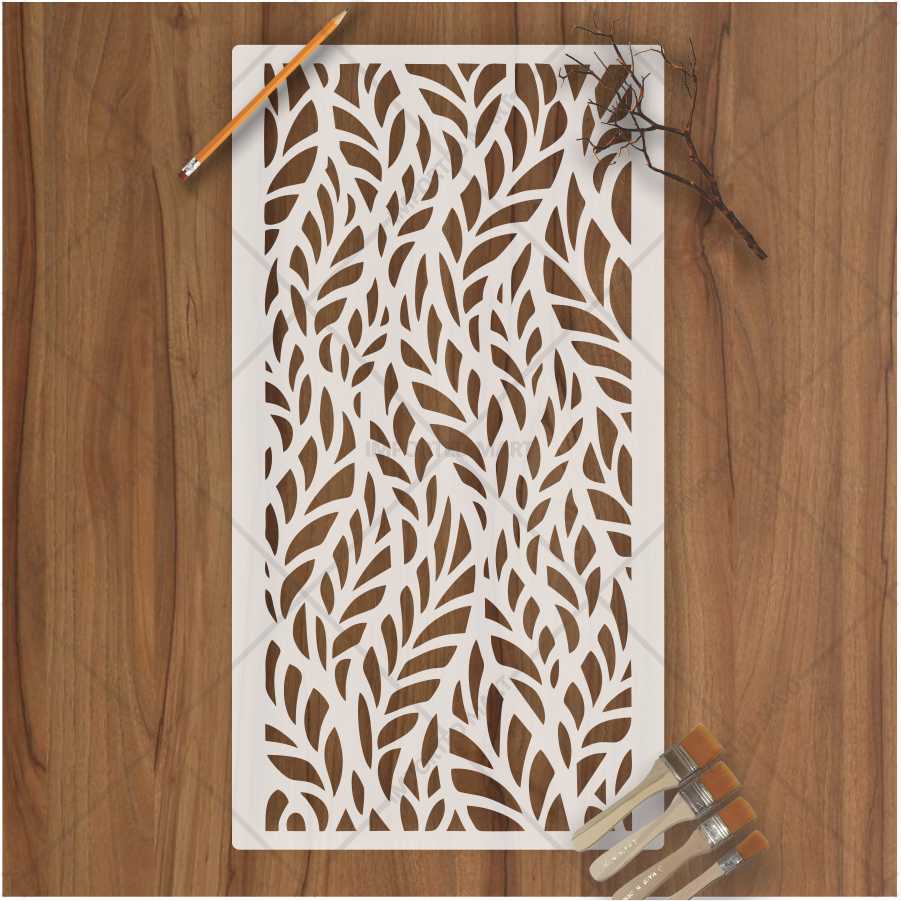 Organic Leaf Flow Stencil for Wall, Wood & Fabric Art – Nature-Inspired Pattern – ID# 660 - Image 2