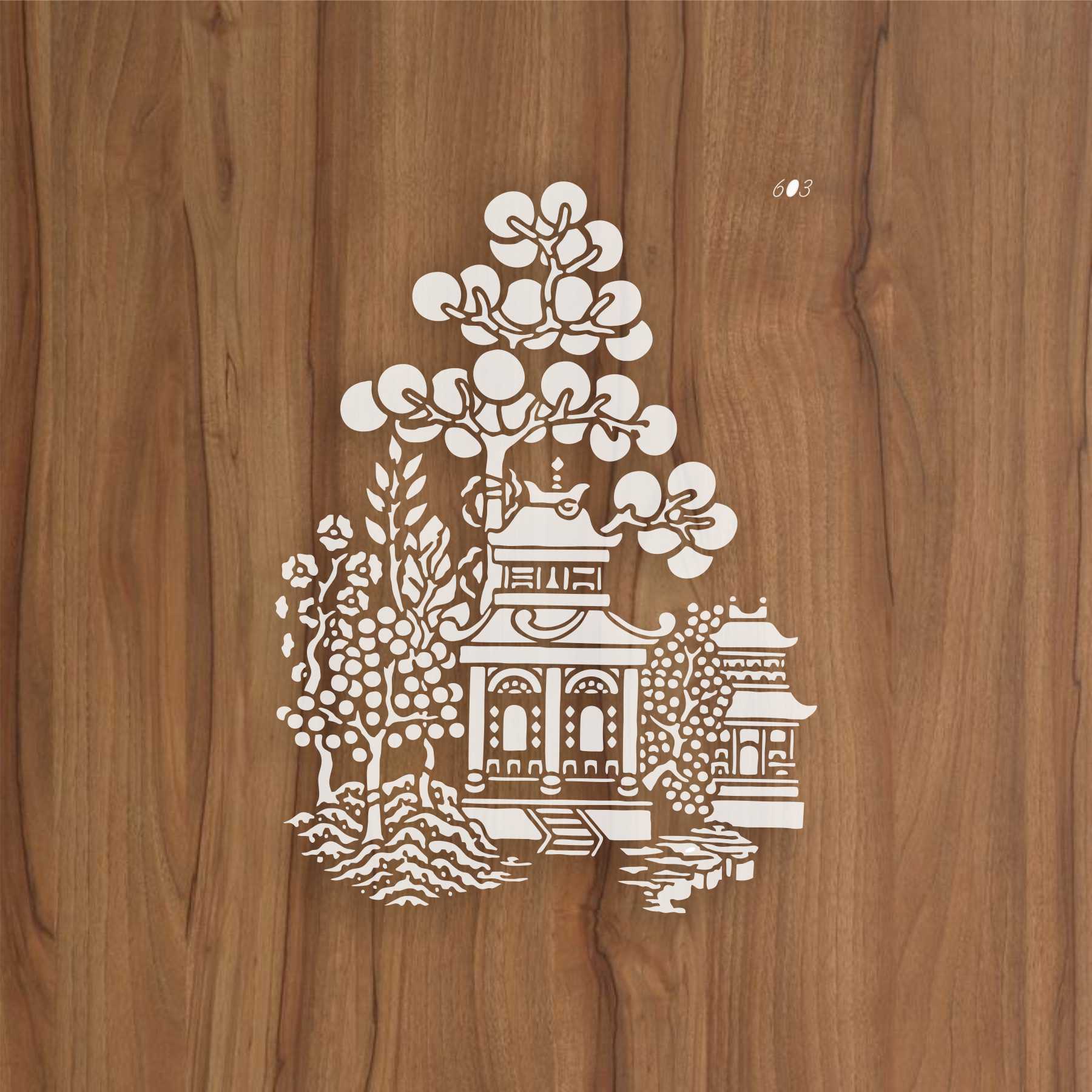 Oriental Pagoda Garden Stencil for Wall, Fabric & Furniture Painting – Asian Temple Design – ID# 603 - Image 3