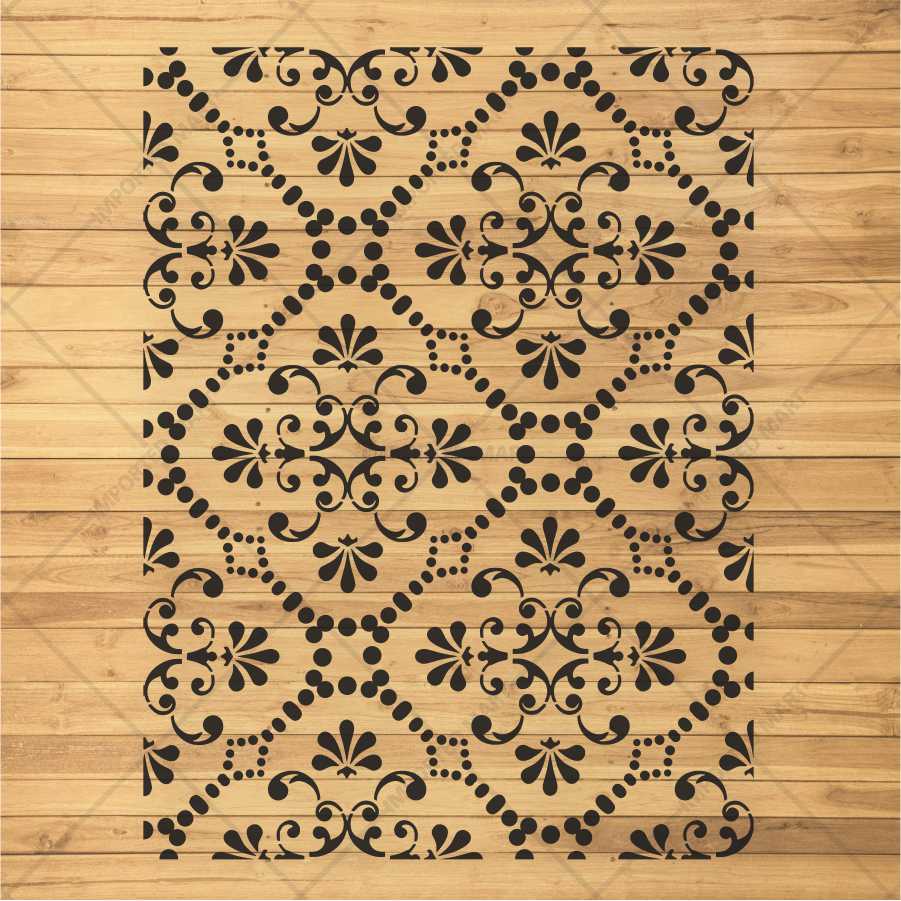 Ornamental Lattice Tile Stencil for Wall, Wood & Fabric Art – Vintage Pattern – ID# 679 - Image 3