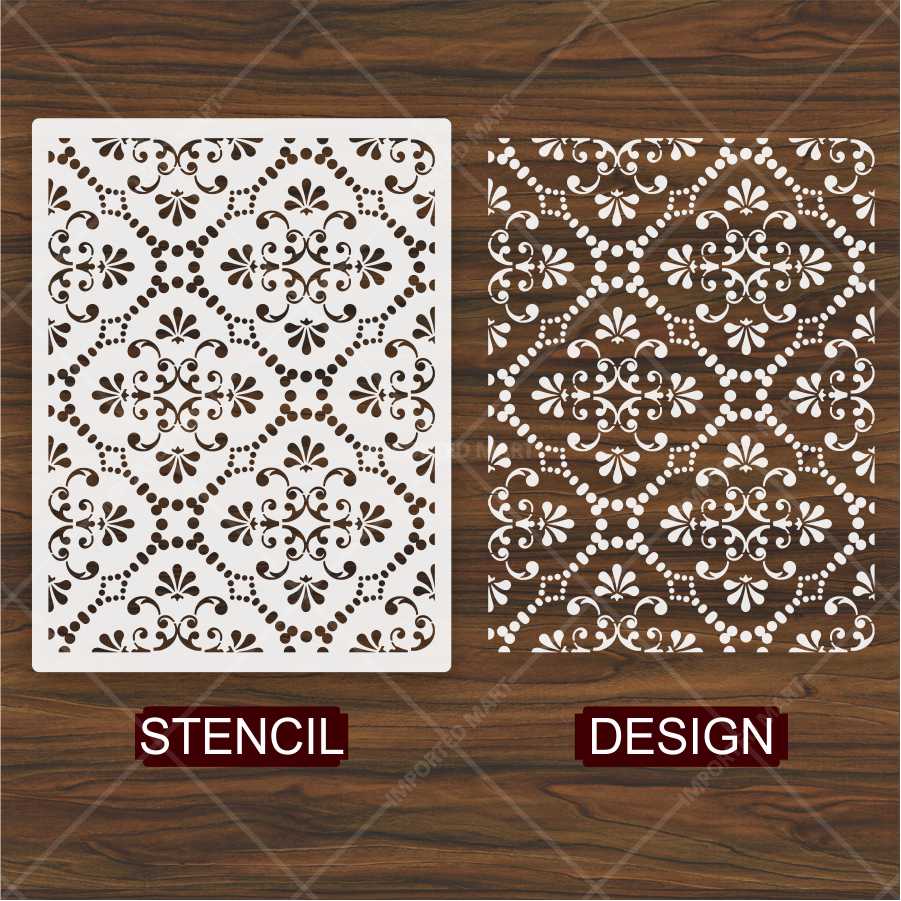 Ornamental Lattice Tile Stencil for Wall, Wood & Fabric Art – Vintage Pattern – ID# 679 - Image 4