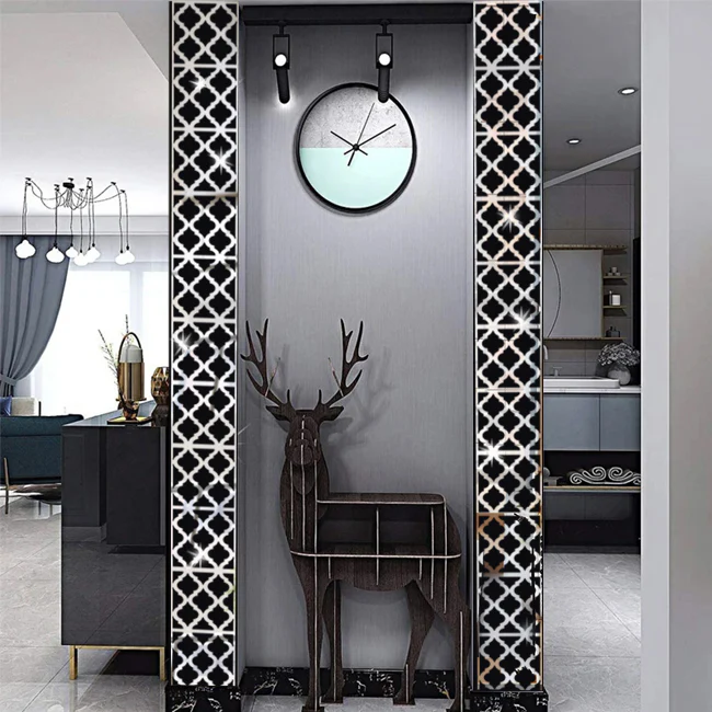 Pack of 10pcs 3D self Adhesive Acrylic Mirror DIY Building Border Mirror for Room and home decoration - Image 4