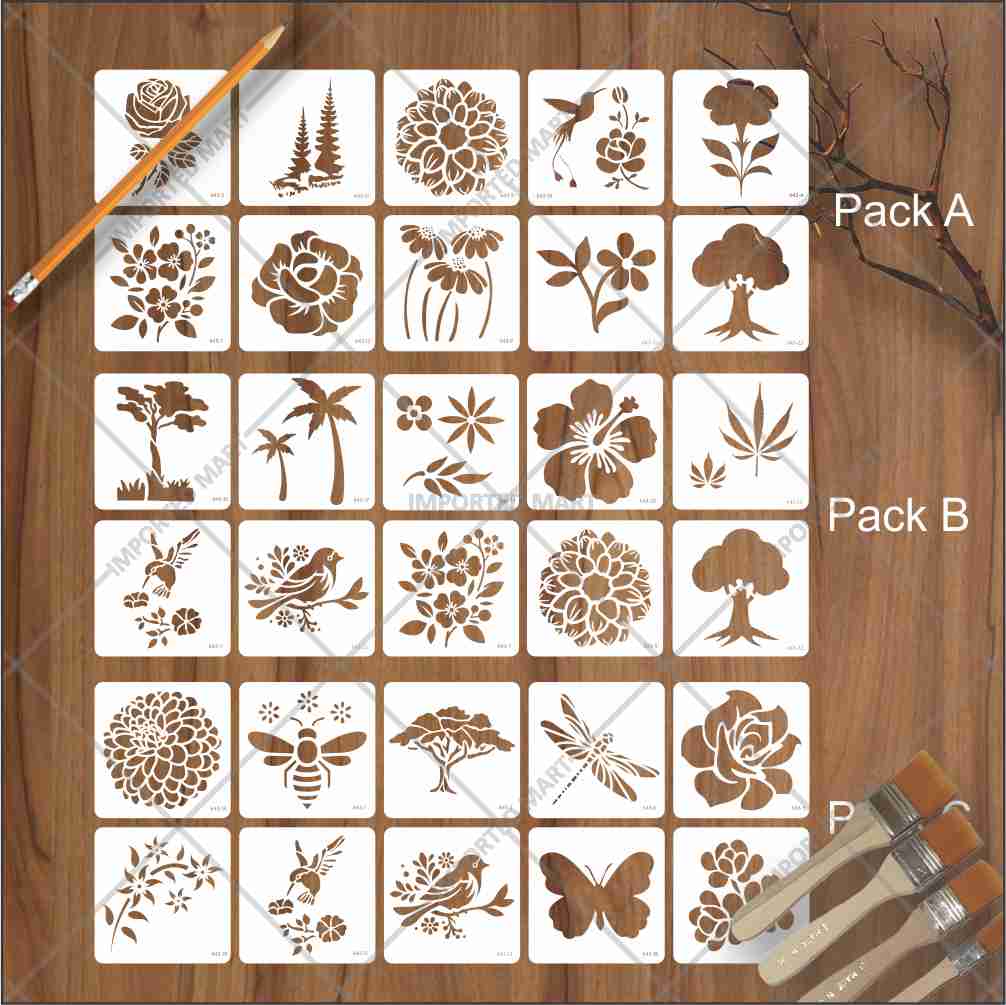 Pack of 10Pcs Nature Inspired Wall Art Stencils | Painting and Scrapbooking ID#643 - Image 2