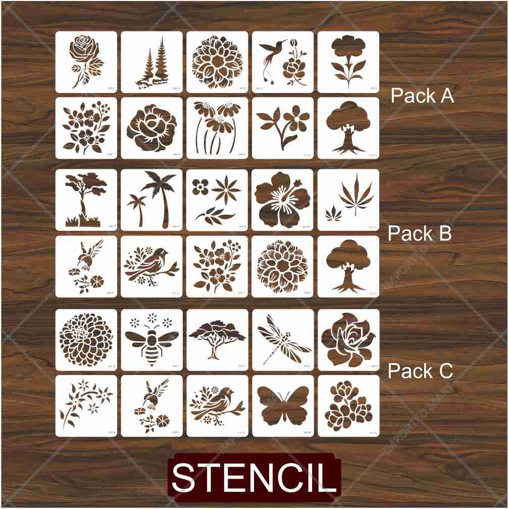 Pack of 10Pcs Nature Inspired Wall Art Stencils | Painting and Scrapbooking ID#643 - Image 3