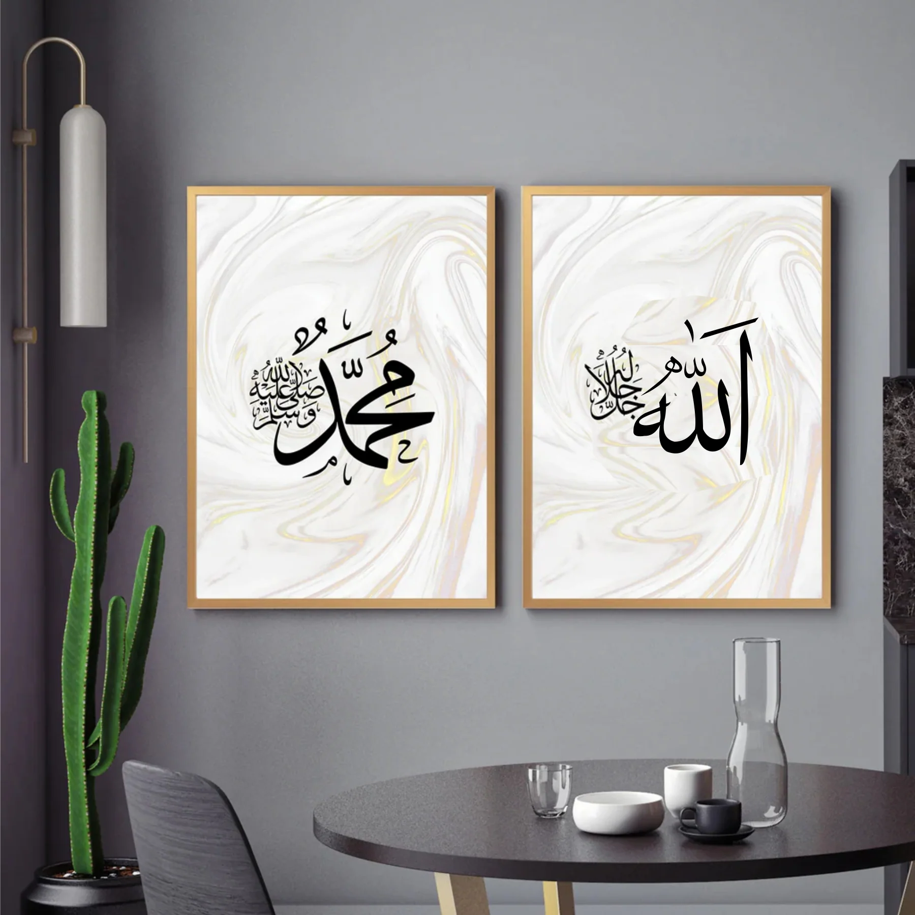 Pack Of 2 Allah, Muhammad Name Calligraphy Islamic Reusable Stencil for Canvas and wall painting.ID# 4198 - Image 6