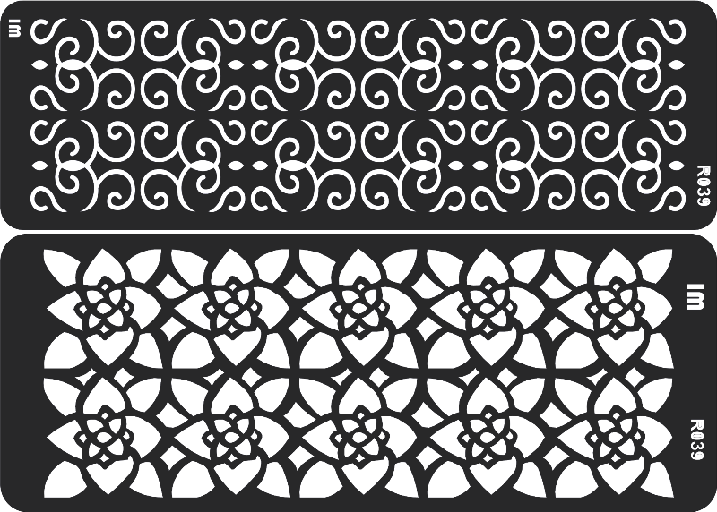 Pack of 2 border, Floral Reusable Stencil for Canvas and wall painting.ID#39 - Image 3