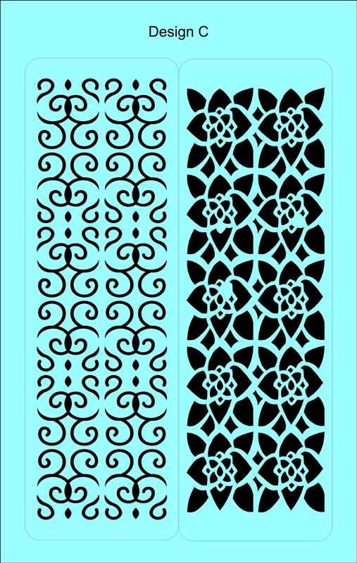Pack of 2 border, Floral Reusable Stencil for Canvas and wall painting.ID#39 - Image 9