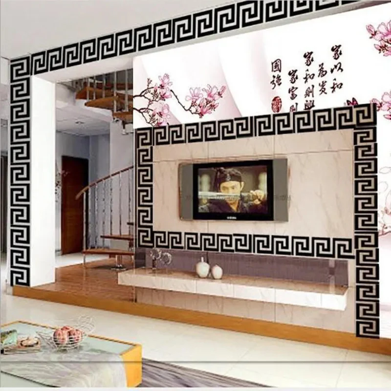 Pack of 10pcs 3D self Adhesive Acrylic Mirror DIY Building Border Mirror Art Home Decoration Mirror Wall Sticker living room Home Decor - Image 4