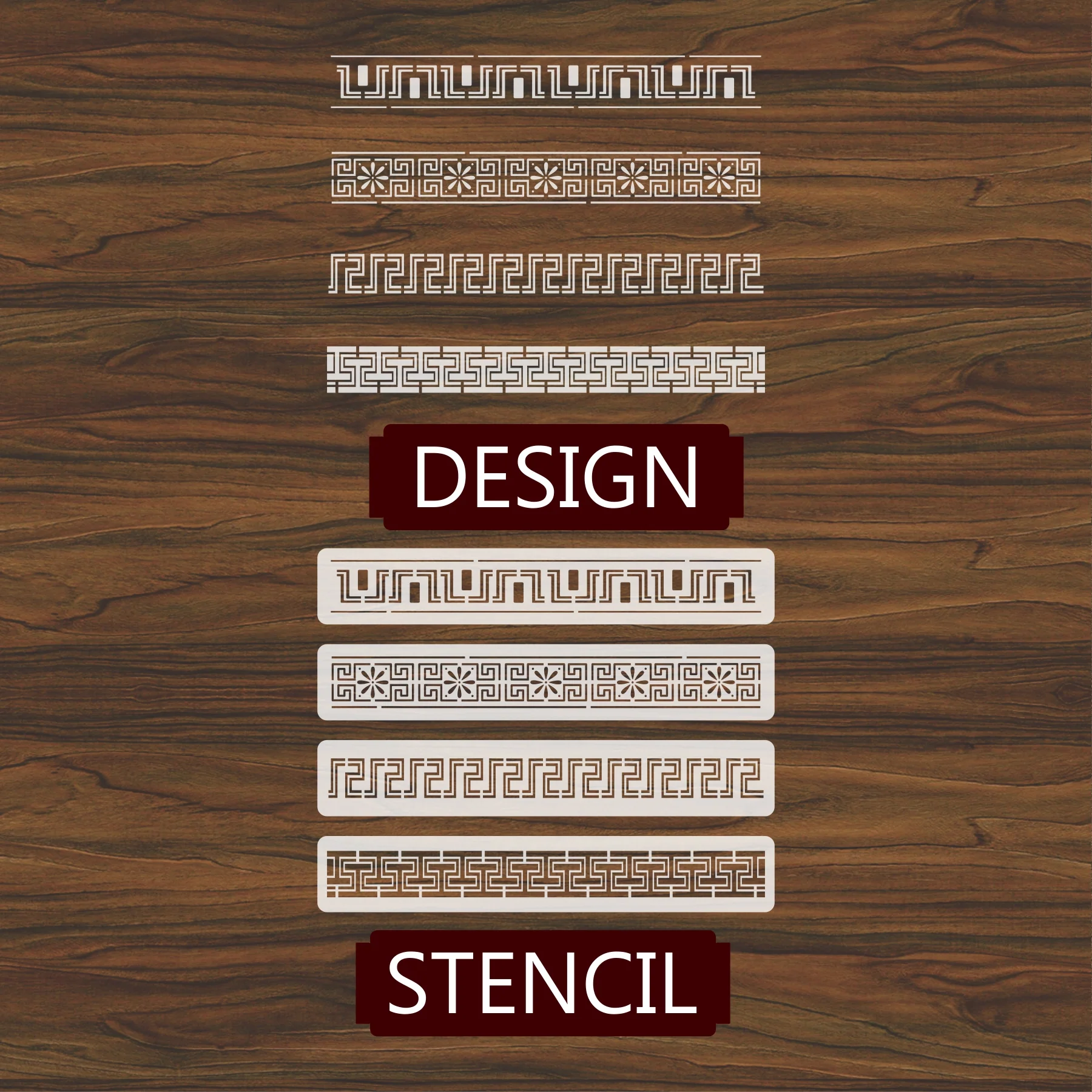Pack of 4 Border Pattern Reusable Stencil For Canvas And Wall Painting.ID#245 - Image 4