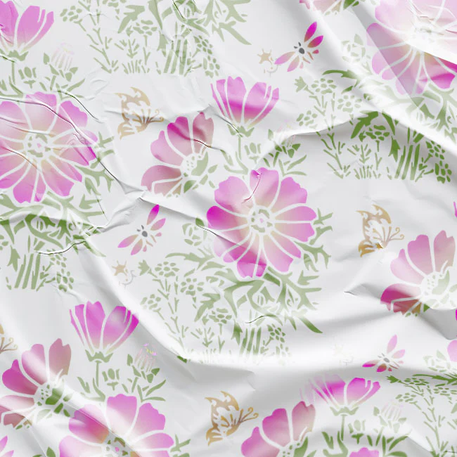 Pack of 4 Floral Reusable Stencil for Fabric , Canvas and wall painting.ID#04 - Image 12