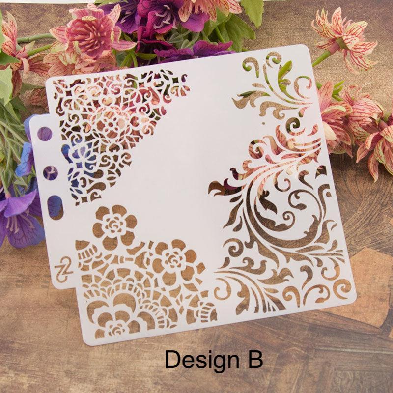 Pack of 4 Floral Reusable Stencil for Fabric , Canvas and wall painting.ID#04 - Image 15