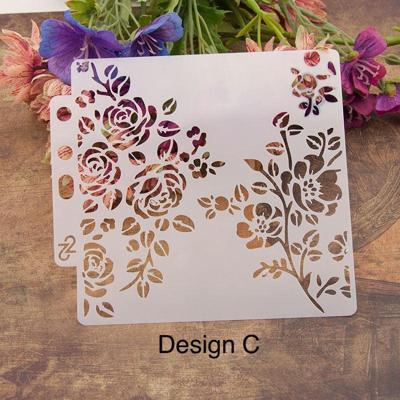 Pack of 4 Floral Reusable Stencil for Fabric , Canvas and wall painting.ID#04 - Image 16