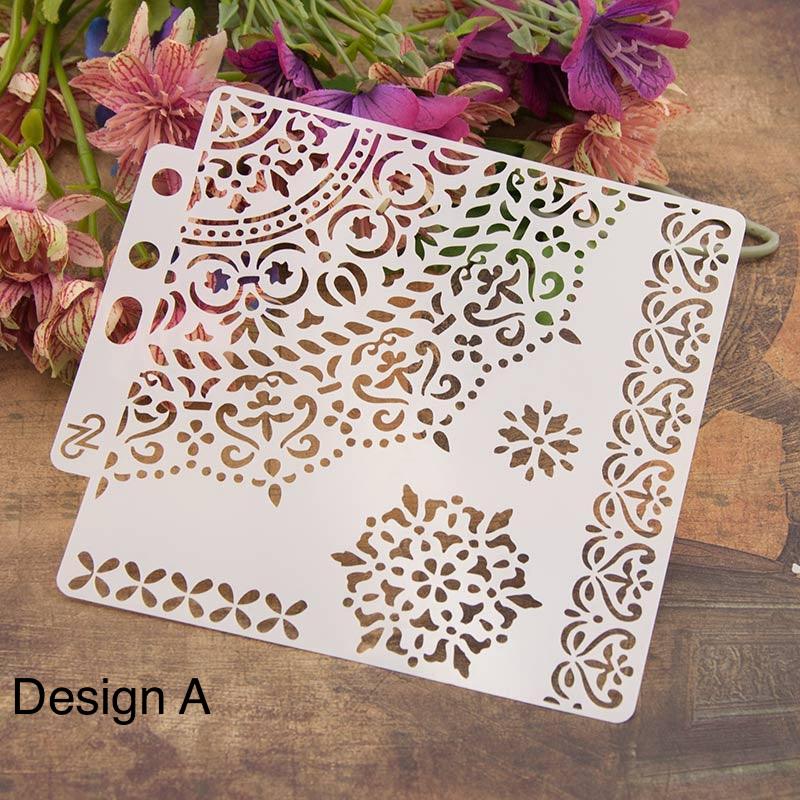 Pack of 4 Floral Reusable Stencil for Fabric , Canvas and wall painting.ID#04 - Image 18