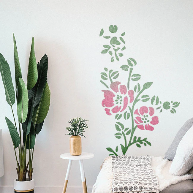 Pack of 4 Floral Reusable Stencil for Fabric , Canvas and wall painting.ID#04 - Image 6