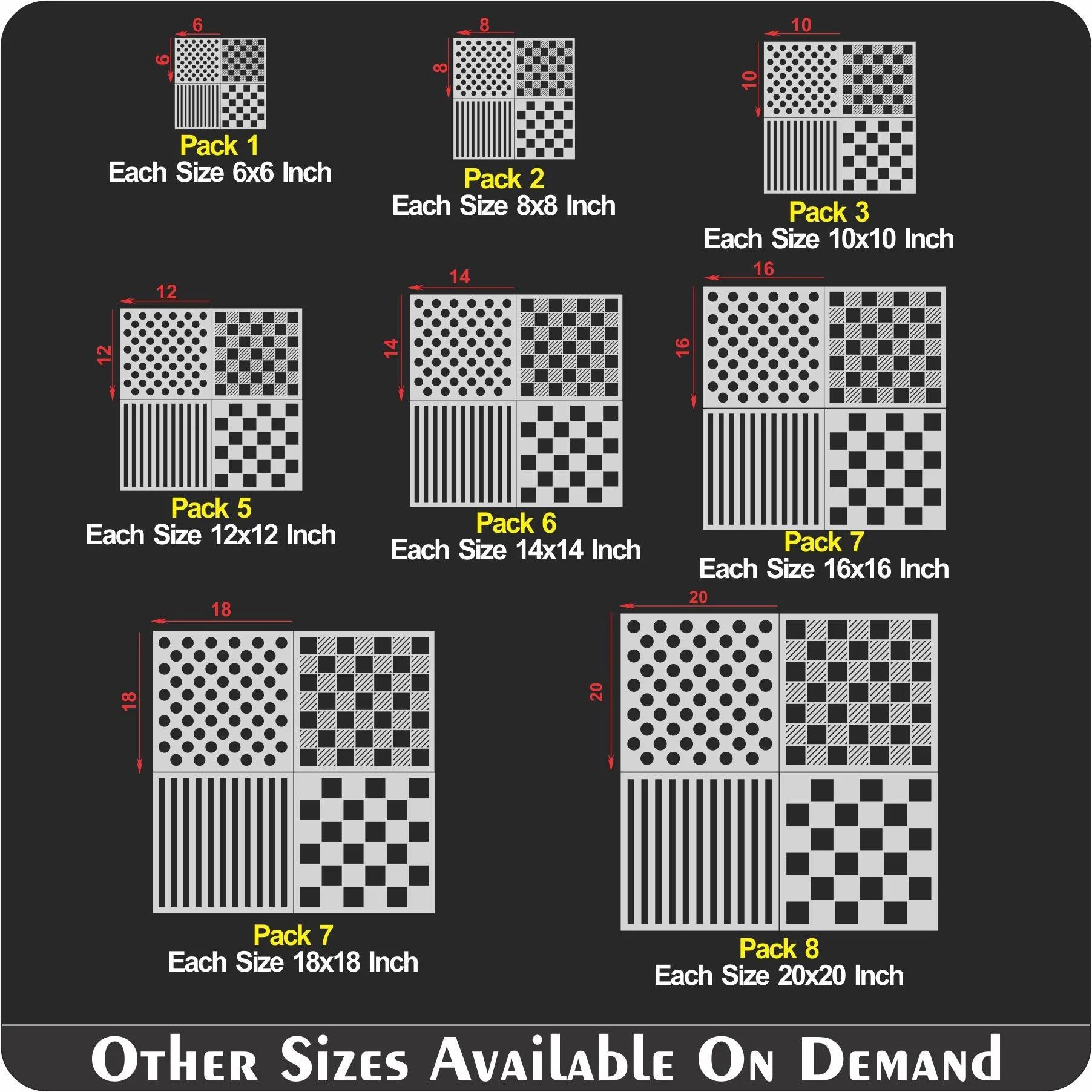 Pack Of 4 Pattern Reusable Stencil For Canvas And Wall Painting.ID #453 - Image 10