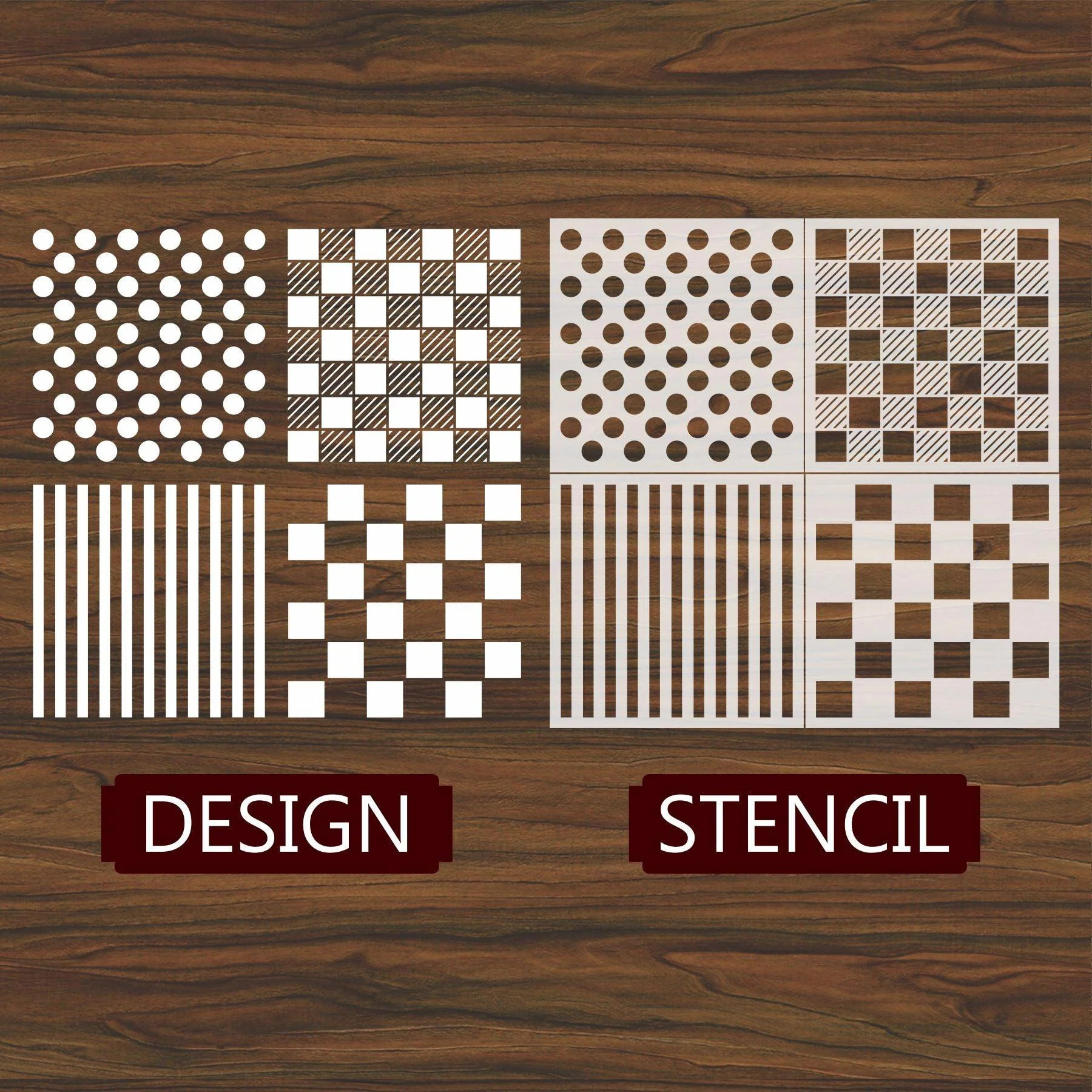 Pack Of 4 Pattern Reusable Stencil For Canvas And Wall Painting.ID #453 - Image 4
