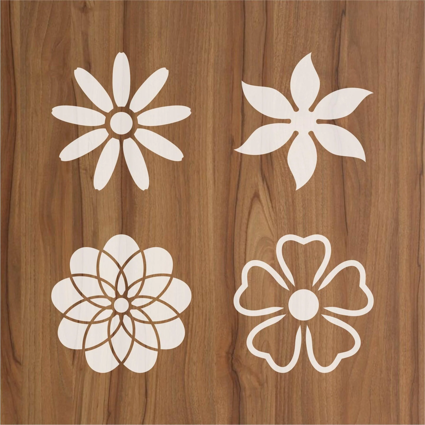 Pack of 4 Reusable Stencil For Canvas And Wall Painting.ID#209A - Image 3
