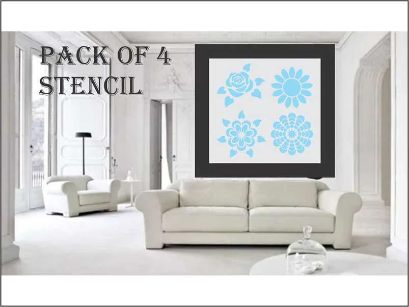 Pack of 4 Reusable Stencil For Canvas And Wall Painting.ID#209B - Image 11