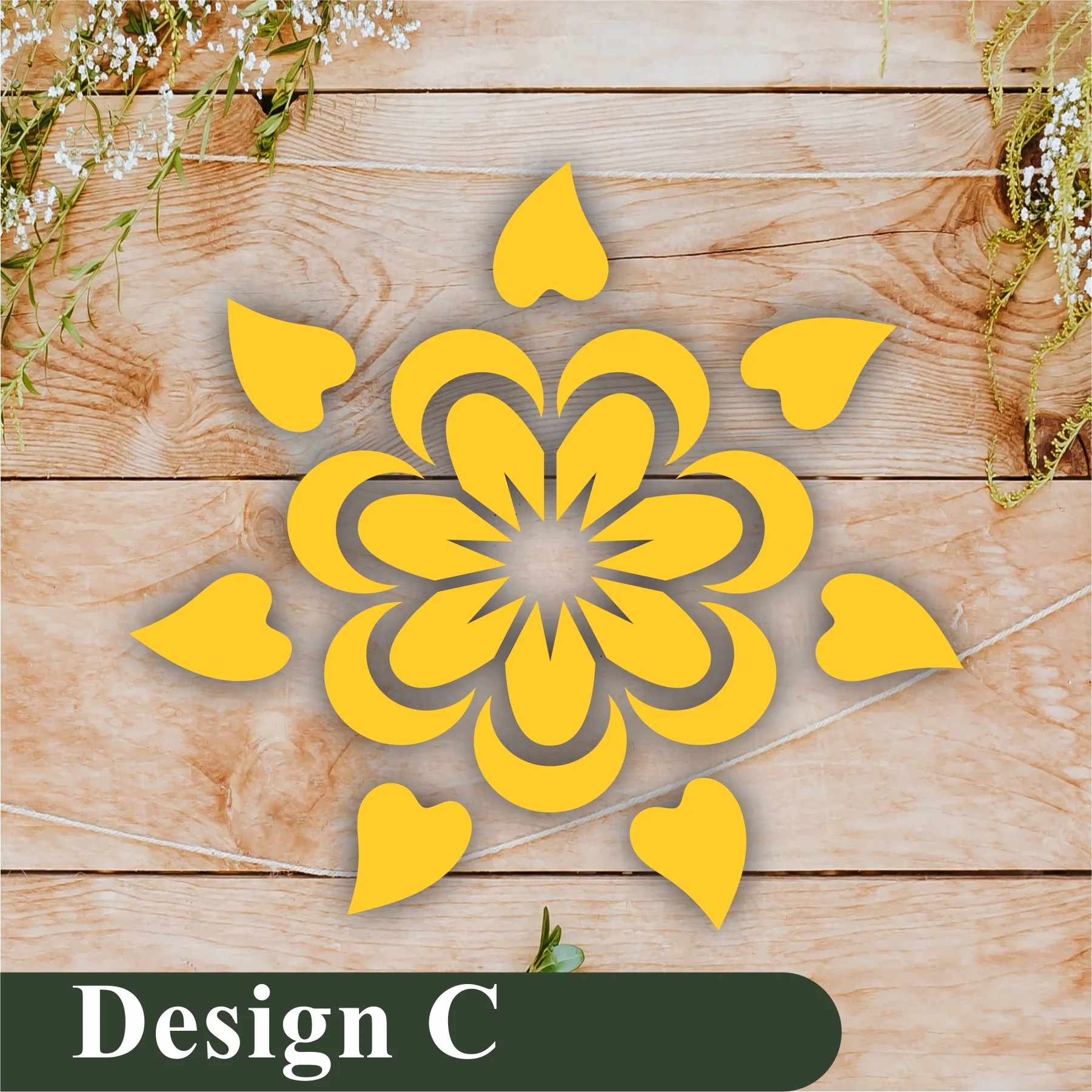 Pack of 4 Reusable Stencil For Canvas And Wall Painting.ID#209B - Image 14