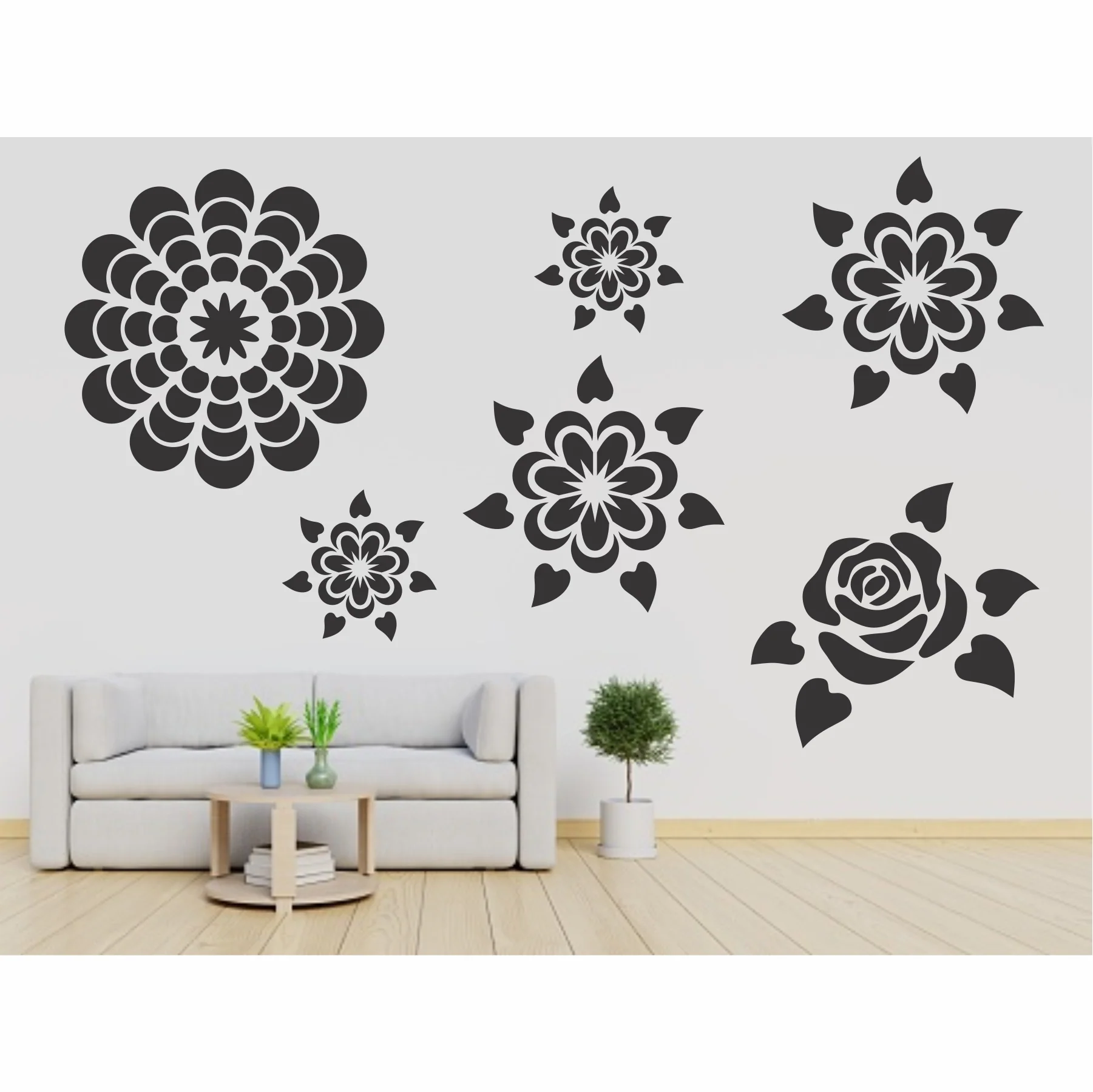Pack of 4 Reusable Stencil For Canvas And Wall Painting.ID#209B - Image 6
