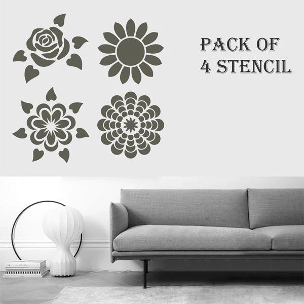 Pack of 4 Reusable Stencil For Canvas And Wall Painting.ID#209B - Image 9
