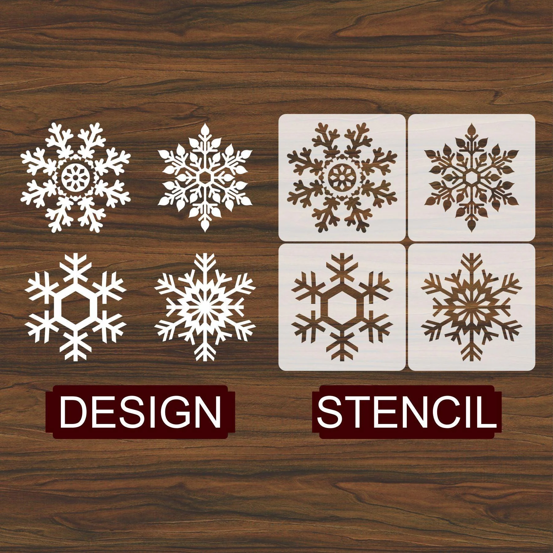 Pack of 4 snow flakes Wall Decoration Reusable Stencil for Canvas and wall painting.ID#33 - Image 3